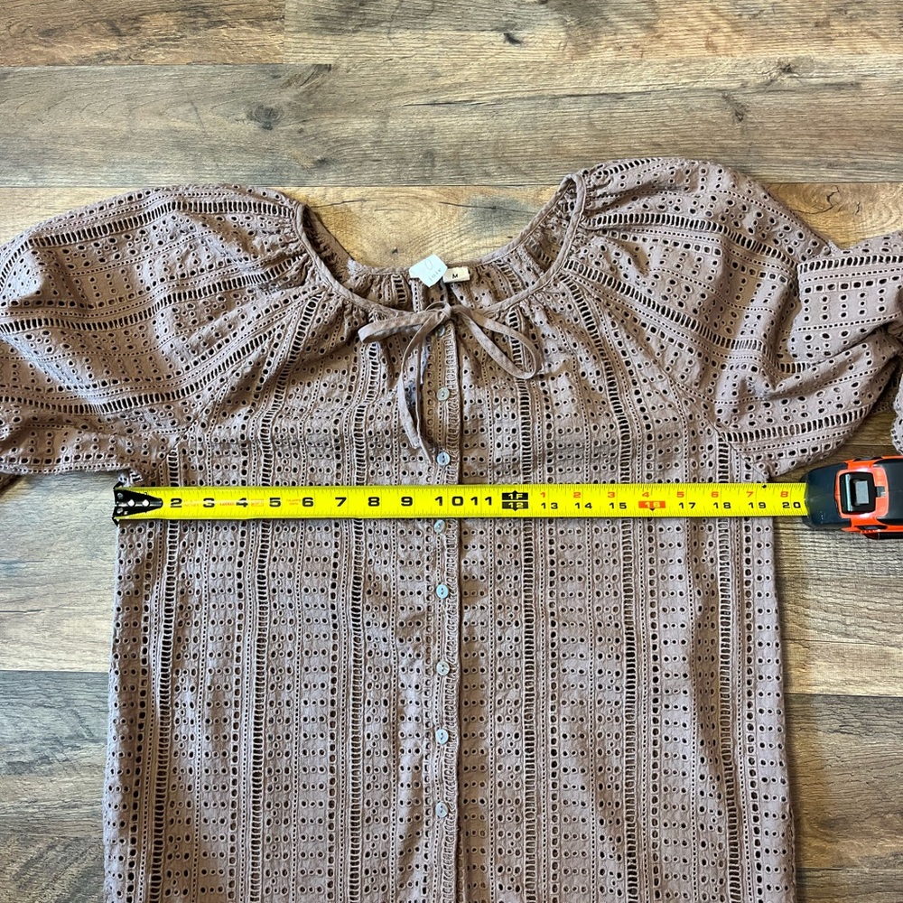 Joie Brown Eyelet Blouse - Picture 7 of 7